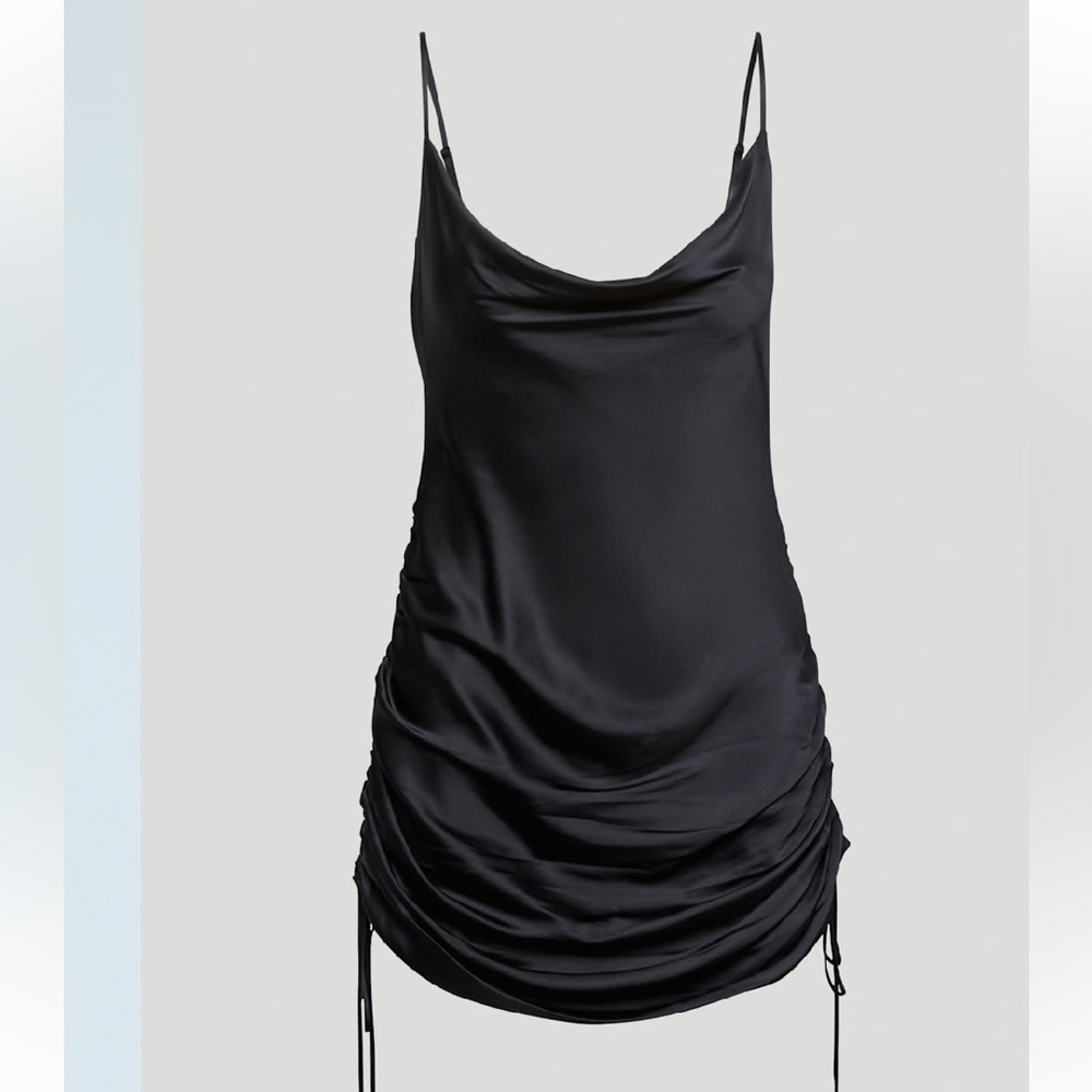 Wilfred Aritzia Black Only Runched Slip Dress